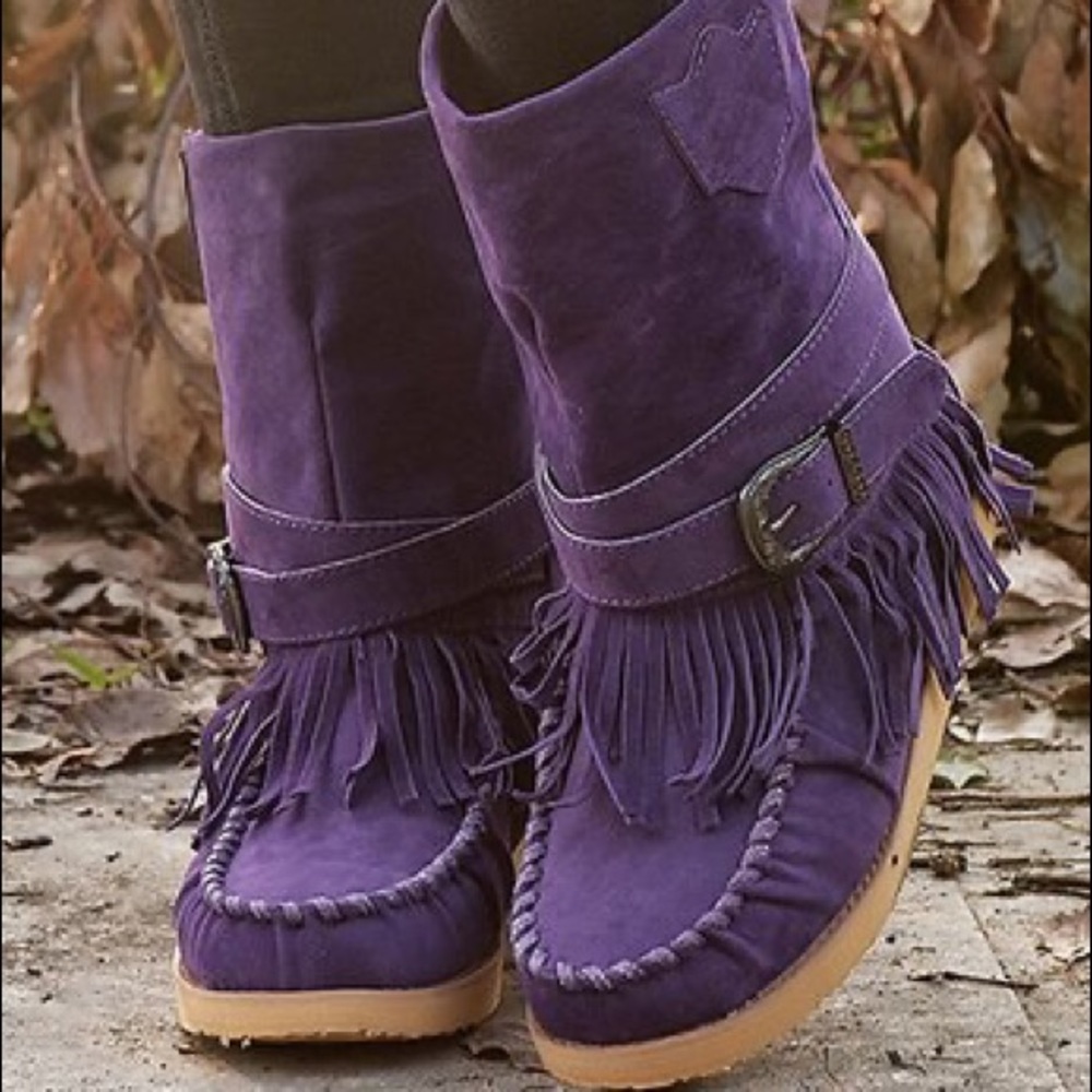Purple Fringe Buckle Boot - BNWOT